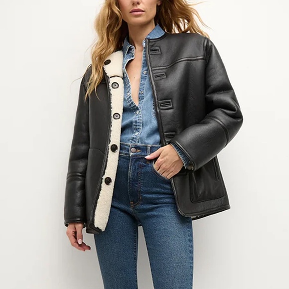 Veronica Beard Coat Cream Shearling Leather Reversible  Sz S NWT $2498 SOLDOUT! - Picture 3 of 9